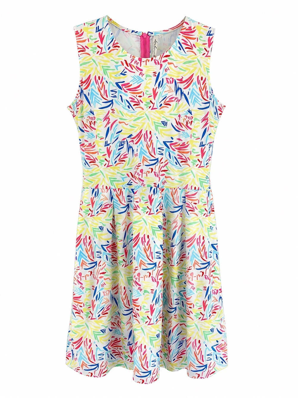 Lulu-B SPF Cooling Colorful Abstract Print Sleeveless Fit & Flare Dress M